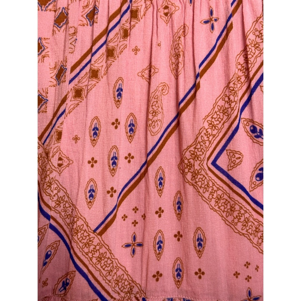 XIRENA Pink Paisley Tiered Midi Dress Small-Med Pockets Cotton - Picture 7 of 8
